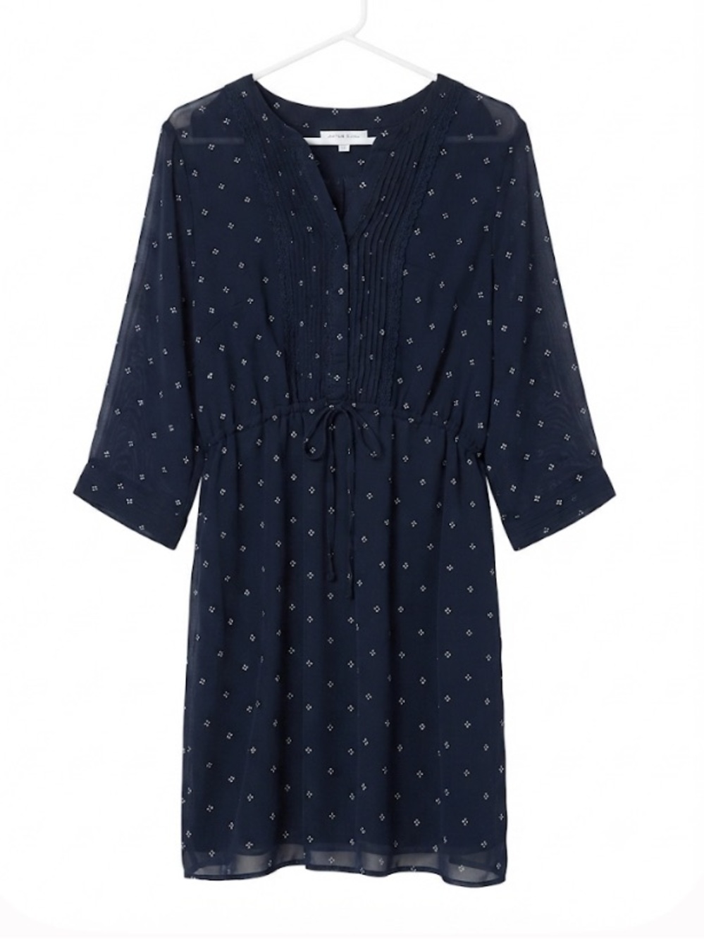 Sung Navy Blue Printed Dress – Drawstring Waist – Size XXL
